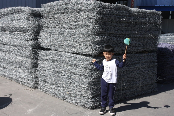 2.2mm Wire de aço PVC revestido Galfan Gabion Basket com cor de revestimento personalizado