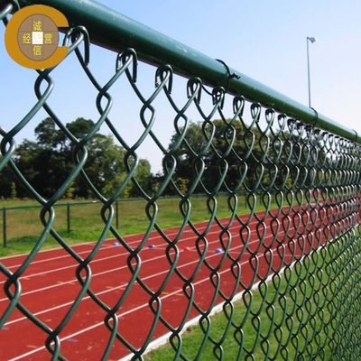 Verde PVC revestido Chain Link Fence Anti-ferrugem Soldado de aço ferro malha de fio